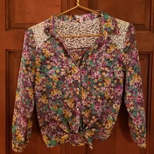 Floral Tie Front Blouse